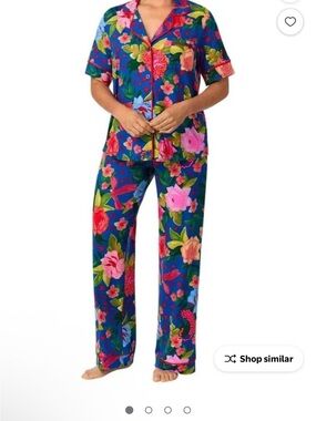 NWT Room Service Women’s Floral Pajama Pants Set - Blue Multicolor